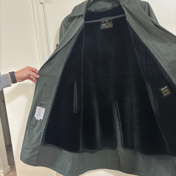 London Fog Claeth Cloth Faux Fur Lined Trench Maincoat Men's 42R - Picture 5 of 16